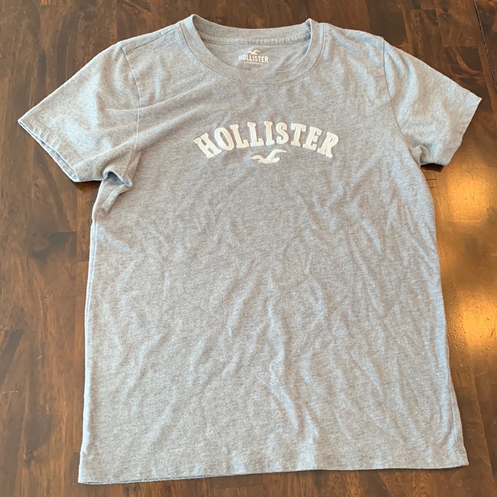 Gray Hollister Logo Short Sleeve T-shirt, XS